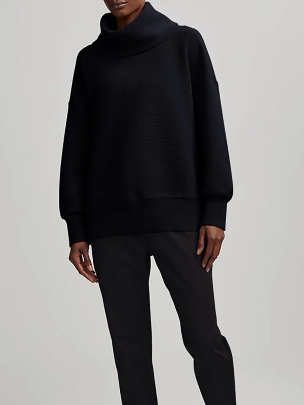 Varley Milton Sweat Oversized Black Funnel Neck Sweatshirt Athleisure Large